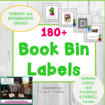 Preview of 100 + Classroom Library Book Bin Labels - Cactus