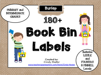 Preview of 100+ Classroom Library Burlap Book Bin Labels for Primary/ Intermediate-EDITABLE