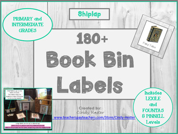 Preview of 100+ Classroom Library Shiplap Book Bin Labels for Primary/Intermediate-EDITABLE