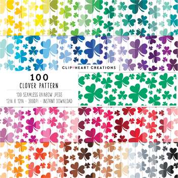 Preview of 100 Clovers Pattern Papers (Color)