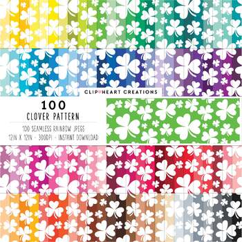 Preview of 100 Clovers Pattern Papers (White)