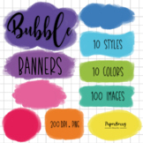 100 Colorful Bubble Banners Clipart Set, Decorative Clipart