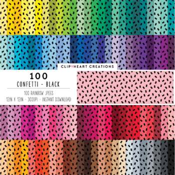 100 Confetti Digital Papers (Black) by Clip Heart Creations | TPT