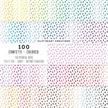 100 Confetti Digital Papers (Color) by Clip Heart Creations | TPT