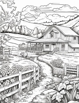 Country Summer Coloring Book for Adults: 50 Charming Countryside Designs  with Farmer's Market Scenes, Cute Farm Animals, and Relaxing Rural  Landscapes
