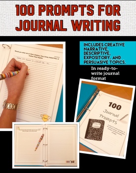 100 Creative Journal Prompts- In journaling format by Silver Kat Learning