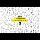 100 Cute Doodle Stamps Procreate