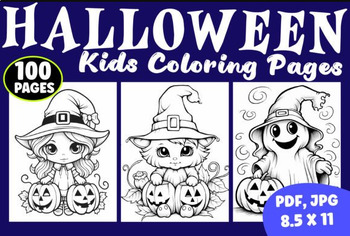Preview of 100 Cute Halloween Coloring Pages Vol 09