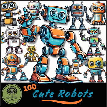 Preview of 100 Cute Robots {A Novel Idea Digital Clip Art}