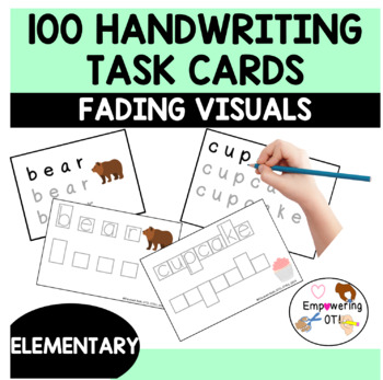 Preview of 100 DIFFERENTIATED Handwriting task cards: tracing and writing