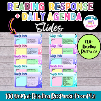 Preview of 100 Daily Agenda + Reading Response Prompt Slides|Daily Warmup