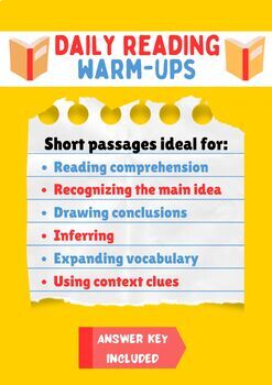 Preview of 100 Daily Reading Warm-Up Passages | 1st-6th Grade