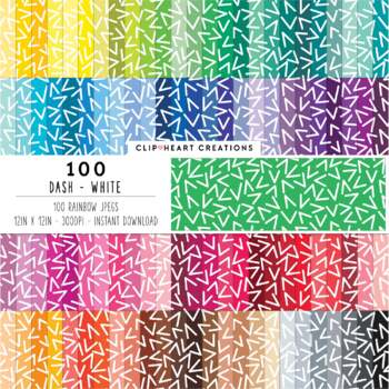 100 Dash Patterns Digital Papers (White) by Clip Heart Creations