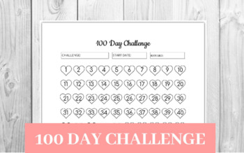 Preview of 100 Day Challenge Printable | Habit Tracker | Daily Habits | Healthy Habits| US