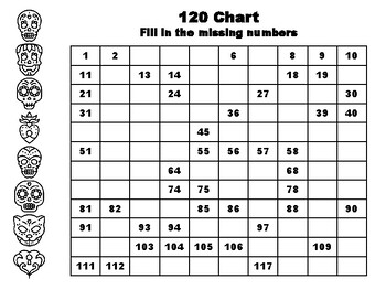 Preview of 100, Day Of The Dead Common Core Grade 1 Math Activities, 120 Chart Activitie