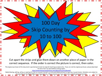 Preview of 100th Day Of School Skip Counting by 10 To 100