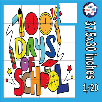 Preview of 100 Day of School Collaborative Coloring Poster, 100th Day Bulletin Board Crafts