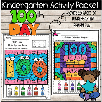 100 Days Kindergarten Color by Code Activities and Count and Color Reader