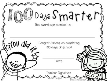 100 Days Smarter Award FREEBIE {100th day} by Foxwell Forest TpT
