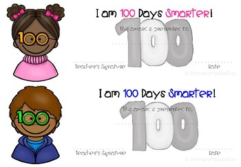 100 Days Smarter Certificate by Primary Means Fun TpT