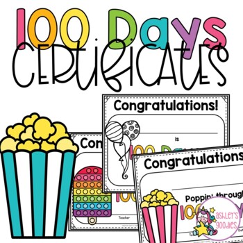 100 Days Smarter Certificate by Ashley #39 s Goodies TpT