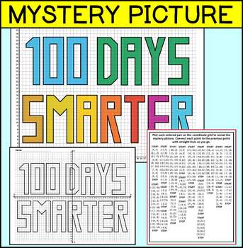 Preview of 100 Days Smarter Coordinate Graphing Mystery Picture - 100th Day of School