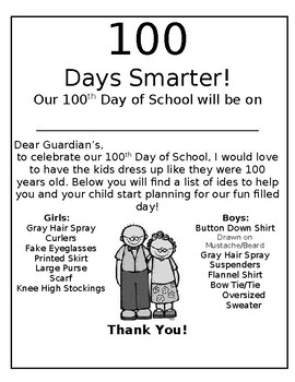 Preview of 100 Days Smarter Parent Letter