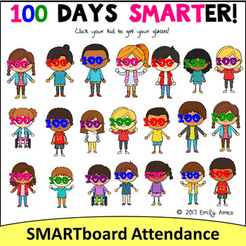 Preview of 100 Days Smarter SmartBoard Attendance