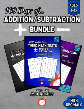 Preview of Addition and Subtraction Worksheets Bundle: Grades 1-5, Single to Multi-Digit