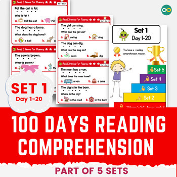Preview of 100 Days of Fun Reading Worksheets Bundle for Preschool and Kindergarten