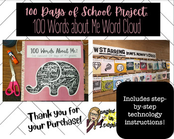 Preview of 100 Days of School--100 Words about Me Art Project