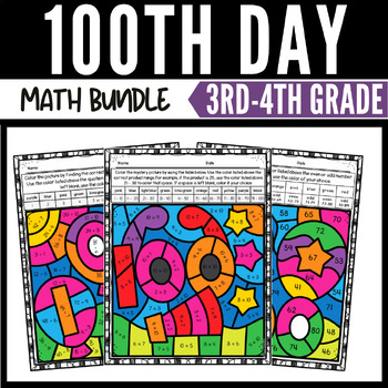 Preview of 100 Days of School 3rd Grade Math Color-by-Number Bundle
