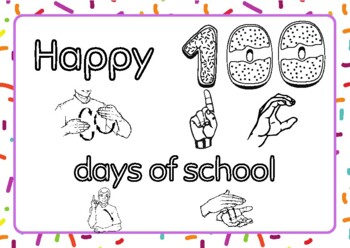 Preview of 100 Days of School - ASL Coloring Page