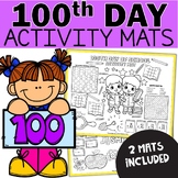 100 Days of School Activity Placemats - Fun Mats Busy Work