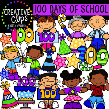 Preview of 100 Days of School Clipart {Creative Clips Clipart}