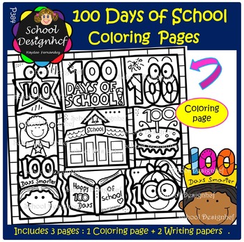 DOLLAR DEAL - 100 Days of School - Coloring Pages (School Designhcf)