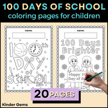 100 Days of School Coloring Pages | Kindergarten | Preschool | TPT