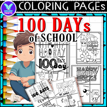 100 Days of School Coloring Pages & Writing Paper Art Activities ELA No ...