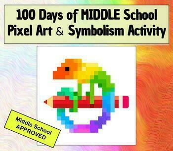 Preview of 100 Days of School! ELA Symbolism Pixel Art