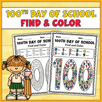 100 Days of School Find and Color | 100th Day of School Printable Worksheet