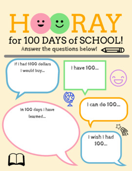 Preview of 100 Days of School Fun Worksheet