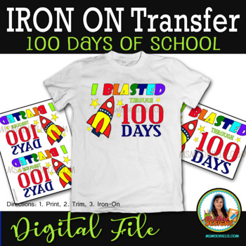 100th Day of School Iron on Transfer, Instant Download