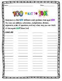 100 Days of School 100th Day Math Activity 100 WAYS to 100