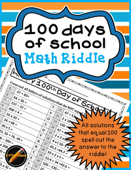 Preview of 100 Days of School Math Riddle