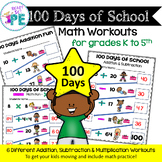 100 Days of School Math Worksheets & Workouts No Prep