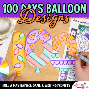 Preview of 100 Days of School Art Project, Template, Coloring Pages, & Writing Prompts