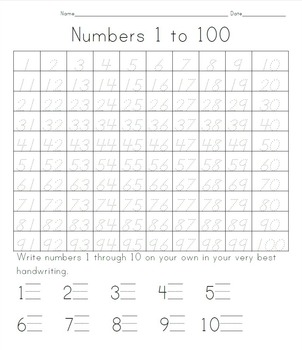 Preview of 100 Days of School: Tracing Numbers 1 to 100