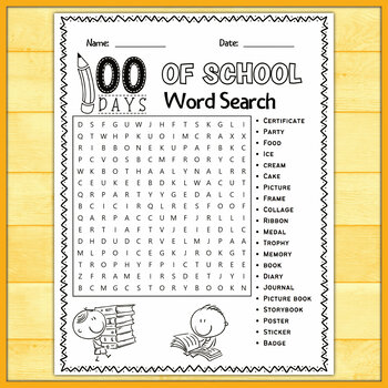 100 Days of School Word Search Puzzle Worksheets & Activities | No Prep