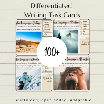 Preview of 100+Differentiated Writing Task Cards/Picture Prompts - Descriptive Language