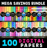 100 Digital Papers - Colorful Digital Paper Bundle